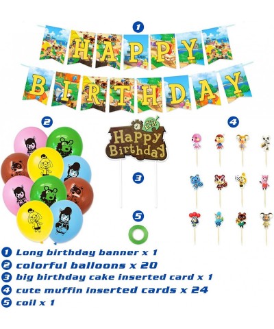 Animal Crossing Birthday Party Supplies 46PCS Video Forest Game Theme Party Decorations Including 20PCS Latex Balloons 1PC Ha...