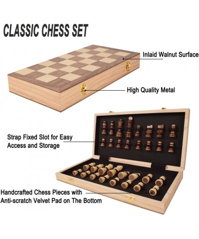 15 Inches Chess Set Wooden Folding Board Portable Travel Classic Chess Board Game Sets for Kids and Adults $48.39 Board Games