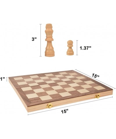 15 Inches Chess Set Wooden Folding Board Portable Travel Classic Chess Board Game Sets for Kids and Adults $48.39 Board Games