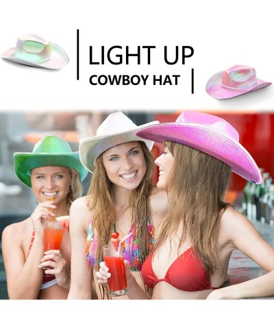 Light up Holographic Cowgirl Hat Party Disco Space Cowgirl Hat Glitter Cowboy Hat Space Cowboy Hat with White LEDs $33.46 Kid...