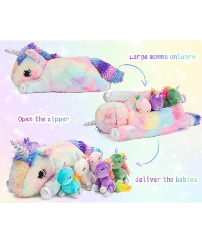 19inch Unicorn Stuffed Animals Mommy Unicorn Plush with 5 Colorful Baby Unicorns Gifts Toys for Girls Rainbow Pillows Plushie...