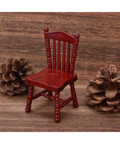 Doll House Furniture Wooden Red Chair Exquisite Miniature Arm Chair Photography Props 1:12 Dollhouse Decoration $17.80 Dollho...