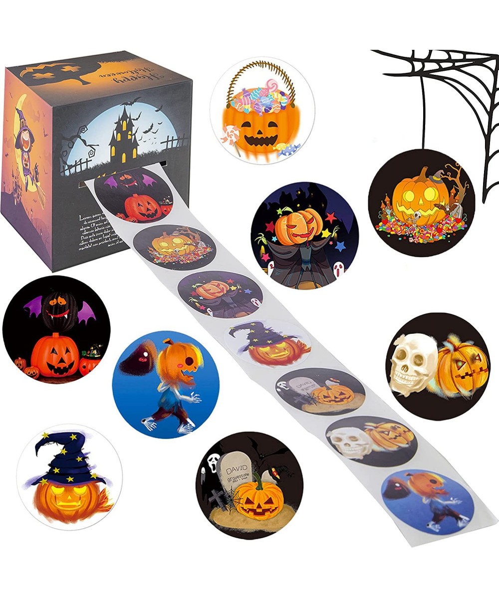 500 PCS Halloween Stickers Pumpkin Stickers 1.57 inch LargeHalloween Self Adhesive Gift Tags for Kids 8 AlternatingDesigns Pu...