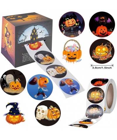 500 PCS Halloween Stickers Pumpkin Stickers 1.57 inch LargeHalloween Self Adhesive Gift Tags for Kids 8 AlternatingDesigns Pu...