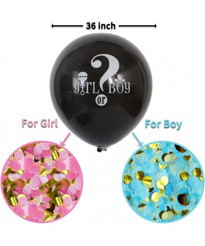 Baby Gender Reveal Confetti Balloon - 36 Inch Big Black Balloons x2 with Pink and Blue Heart Shape Confetti Packs for Boy or ...