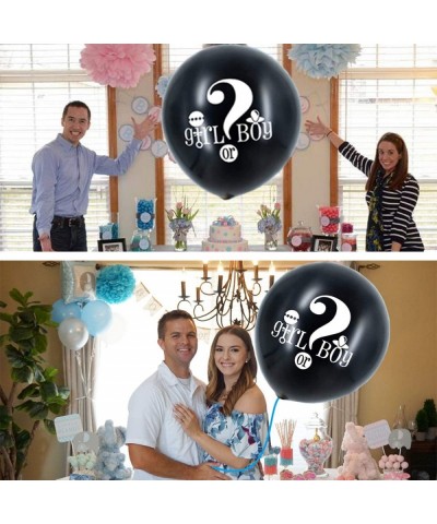 Baby Gender Reveal Confetti Balloon - 36 Inch Big Black Balloons x2 with Pink and Blue Heart Shape Confetti Packs for Boy or ...