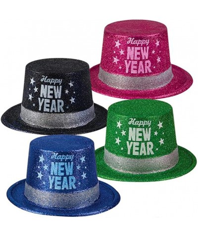 New Years Eve Glitter Top Hats Set of 4 Happy New Years Hats for Kids and Adults with Sparkly Glitter New Years Photo Props P...