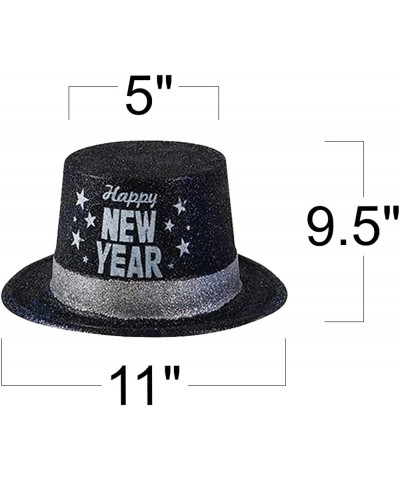 New Years Eve Glitter Top Hats Set of 4 Happy New Years Hats for Kids and Adults with Sparkly Glitter New Years Photo Props P...