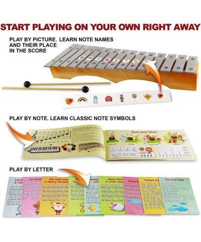 Glockenspiel Xylophone 15 Notes - Kids Sheet Music Book - 34 Easy Play Songs for Xylophone $81.03 Kids' Musical Instruments