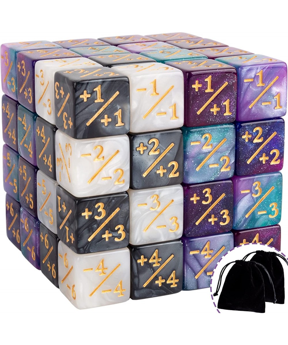 48 Pieces MTG Dice Counters Buff Token Dice Loyalty Dice Starry Marble D6 Dice Cube Compatible with Magic The Gathering CCG C...