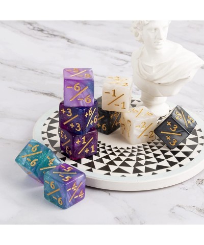 48 Pieces MTG Dice Counters Buff Token Dice Loyalty Dice Starry Marble D6 Dice Cube Compatible with Magic The Gathering CCG C...