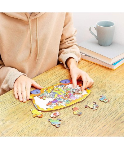 Montessori Jigsaw Wooden Puzzle for Kids Ages 4 to 8 year old - 23 Interlocking Unique Shapes Puzzles for Early Education of ...