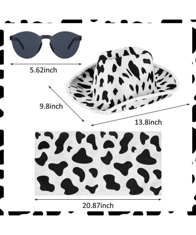 Cow Print Cowboy Hat with Kerchief and Sunglasses Cow Print Costume Set Cow Pattern Accessories for Halloween Costume Parties...