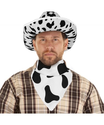 Cow Print Cowboy Hat with Kerchief and Sunglasses Cow Print Costume Set Cow Pattern Accessories for Halloween Costume Parties...