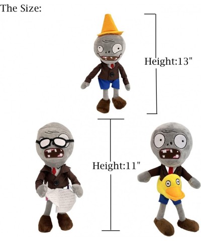 3Pcs Plants vs Zombies Plush Toys Zombie Sets Ducky Zombie Newspaper Zombie & Conehead Zombie Soft Figure Doll Plants vs Zomb...