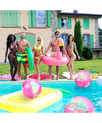 12 Pieces Pink Beach Ball 16 Inch Inflatable Glitter Beach Ball Hot Pink Swimming Pool Balls Large Confetti Beach Balls for K...