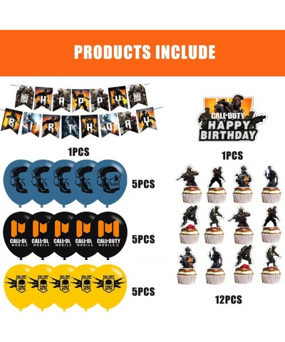 Gaming Birthday Party Supplies-Gaming Theme Happy Birthday Banner 15pcs Childrens Latex Balloons and Cake Topper Best Gifts f...