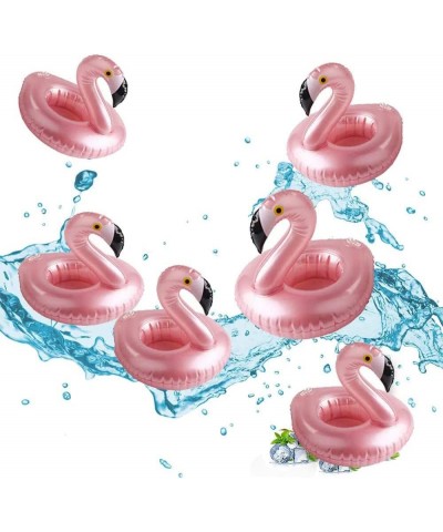 6 Pack Drink Floats Cute Animal Pool Drink Holder Set Reusable Inflatable Float Cup Coasters for Summer Pool Party 6 Flamingo...