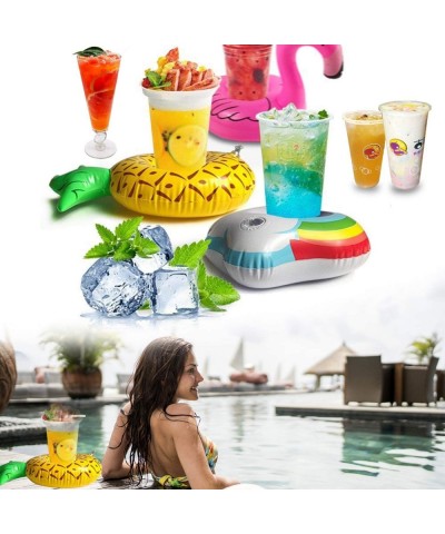 6 Pack Drink Floats Cute Animal Pool Drink Holder Set Reusable Inflatable Float Cup Coasters for Summer Pool Party 6 Flamingo...