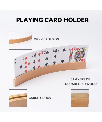 GSE Playing Cards Holders Wooden Playing Card Holder Racks Tray for Adults and Seniors Wood Curved Playing Card Racks for Bri...