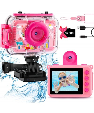 Kids Waterproof Camera - 180 Rotatable 1080P HD Children Digital Action Camera Underwater Camera with 32GB SD Card Birthday G...