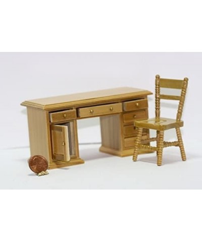 1:12 Scale Oak Wood Desk & Chair Set in Lacquer Finish $56.21 Dollhouse Accessories