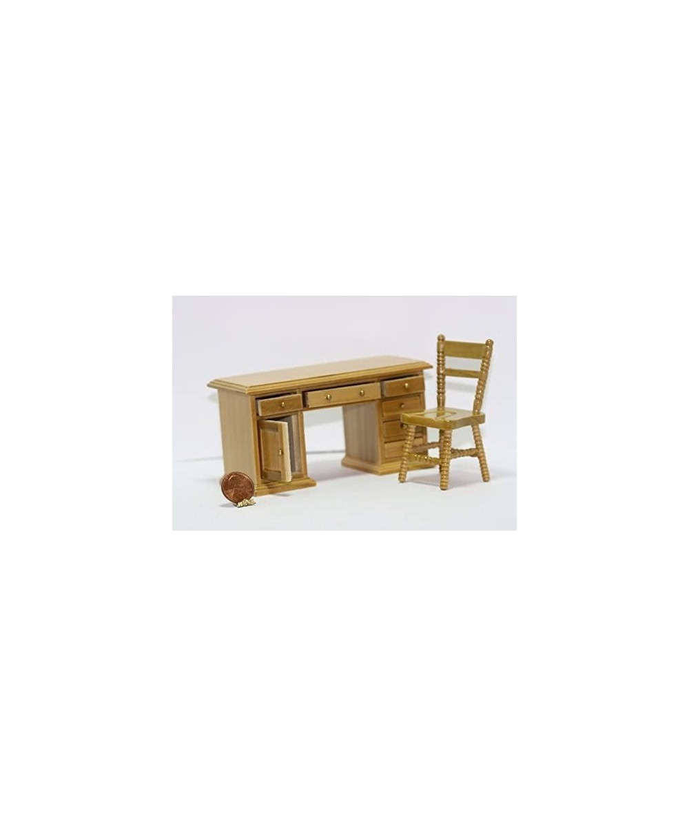 1:12 Scale Oak Wood Desk & Chair Set in Lacquer Finish $56.21 Dollhouse Accessories