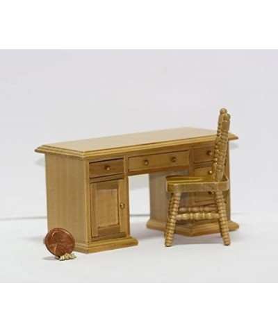 1:12 Scale Oak Wood Desk & Chair Set in Lacquer Finish $56.21 Dollhouse Accessories