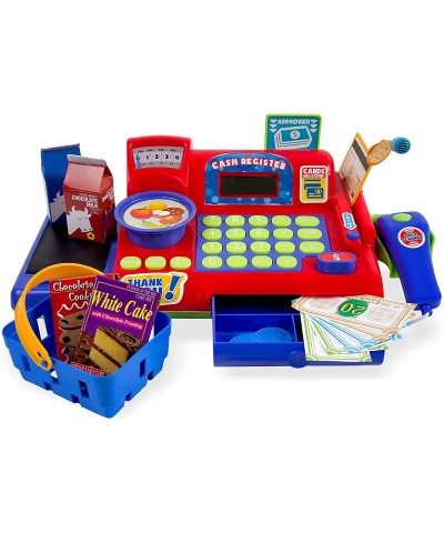 Red Toy Cash Register Playset - 19pc Kids Toy Cash Register with Scanner and Toy Credit Card Reader $68.75 Money & Banking Pl...