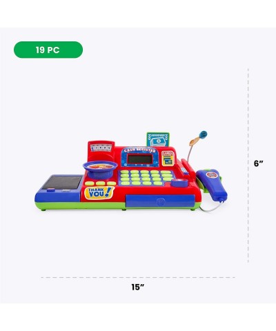 Red Toy Cash Register Playset - 19pc Kids Toy Cash Register with Scanner and Toy Credit Card Reader $68.75 Money & Banking Pl...