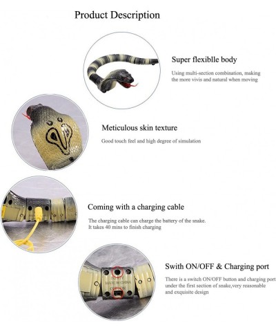 RC Snake Toy 17" Detachable Remote Control Snake Toy Rechargeable RC Snake Realistic Cobra Toy for Kids Birthday Party Gift P...