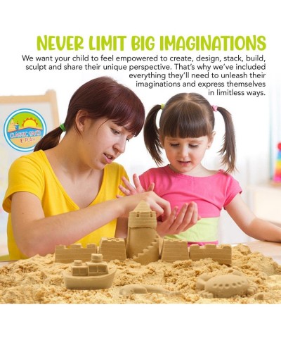 Sculpting Play Sand for Kids 25 Pc Kit Natural Colored Sand with Plastic Beach Toys Castle and Sea Animal Molds Shovel Inflat...