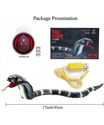 RC Snake Toy 17" Detachable Remote Control Snake Toy Rechargeable RC Snake Realistic Cobra Toy for Kids Birthday Party Gift P...