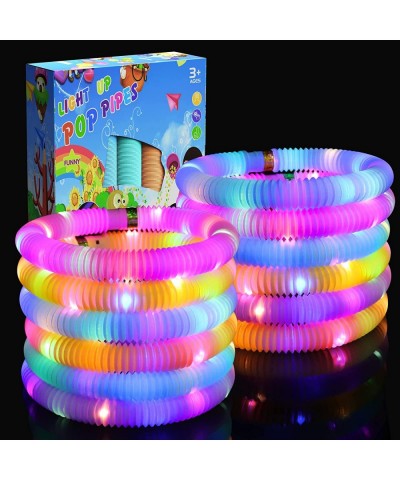 Light Up Pop Fidget Tubes Party Favors for Kids 12 Pack Glow in The Dark Party Supplies Toddler Sensory Toys Large Glow Stick...