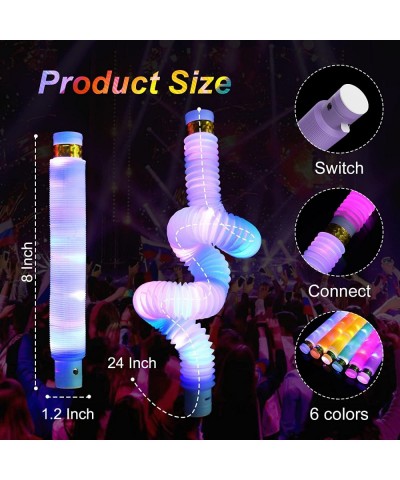 Light Up Pop Fidget Tubes Party Favors for Kids 12 Pack Glow in The Dark Party Supplies Toddler Sensory Toys Large Glow Stick...