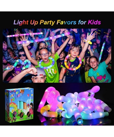 Light Up Pop Fidget Tubes Party Favors for Kids 12 Pack Glow in The Dark Party Supplies Toddler Sensory Toys Large Glow Stick...