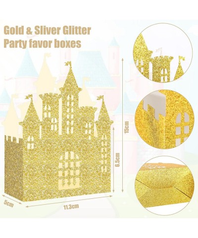 24 Pieces Princess Birthday Party Decorations Gold Castle Box Princess Gold Castle Table Centerpiece Glitter Princess Theme P...