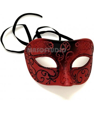 Couple Red Masquerade Feather Netting Mask Pair Costume Carnival Party (Male mask Only) $26.94 Kids' Dress-Up Accessories