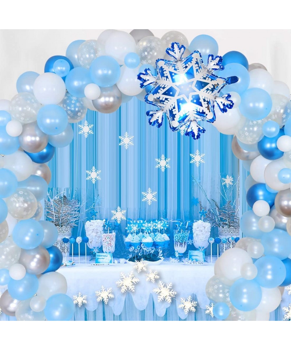 93 Pcs Snowflake Balloon Garland Arch Kit Winter Baby Shower Decorations Ice Princess Birthday Party Supplies Wedding Christm...