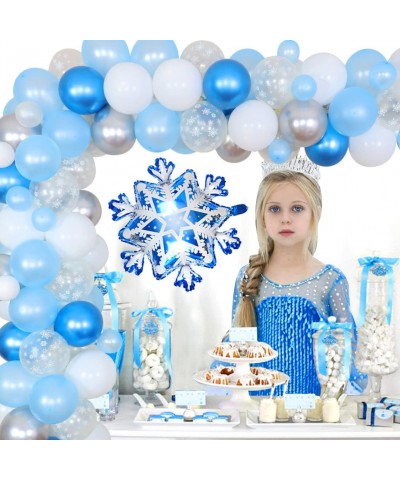 93 Pcs Snowflake Balloon Garland Arch Kit Winter Baby Shower Decorations Ice Princess Birthday Party Supplies Wedding Christm...