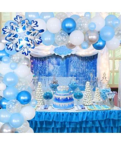 93 Pcs Snowflake Balloon Garland Arch Kit Winter Baby Shower Decorations Ice Princess Birthday Party Supplies Wedding Christm...