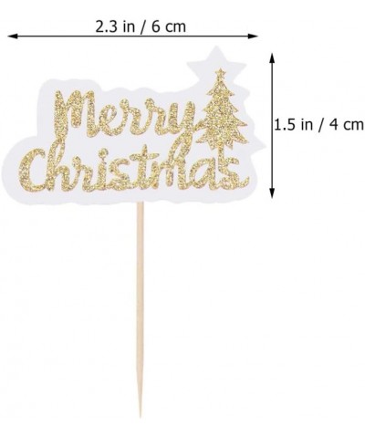 48 pcs cake toppers christmas cake decorations merry christmas cake picks fruit picks dessert toppers for christmas xmas part...