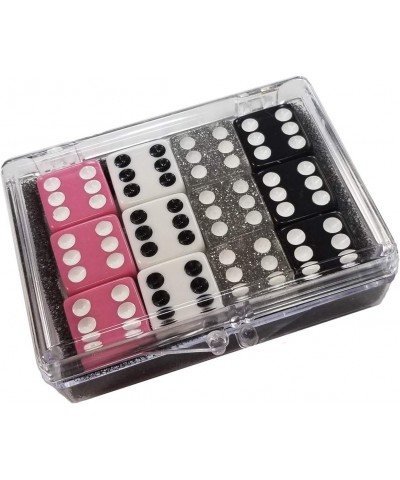 Set of 12 Opaque dice - Pink - White - Black in Acrylic Box $27.34 Game Accessories