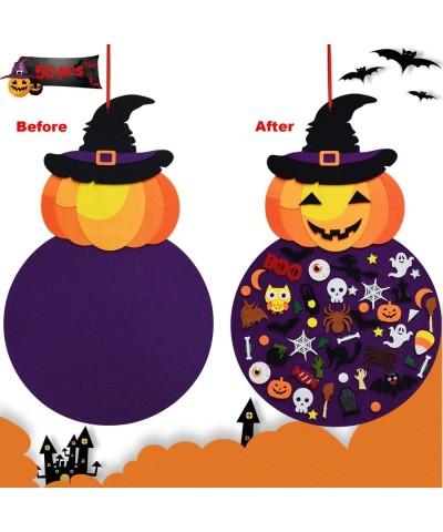 DIY Halloween Felt Pumpkin Witch Hanging Decor for Kids Felt Crafts and Kits Adhesive Ornaments Halloween Party Favor Decorat...