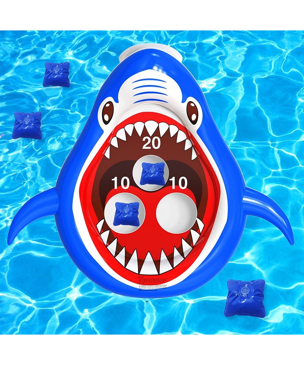 Inflatable Pool Floats Toys Games Shark Swimming Pool Toys for Kids Floating Cornhole Pool Ring Toss Game Fun Summer Water Fl...