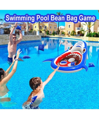 Inflatable Pool Floats Toys Games Shark Swimming Pool Toys for Kids Floating Cornhole Pool Ring Toss Game Fun Summer Water Fl...