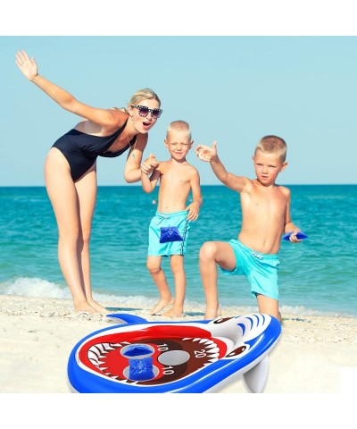 Inflatable Pool Floats Toys Games Shark Swimming Pool Toys for Kids Floating Cornhole Pool Ring Toss Game Fun Summer Water Fl...