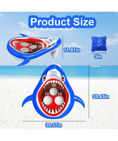 Inflatable Pool Floats Toys Games Shark Swimming Pool Toys for Kids Floating Cornhole Pool Ring Toss Game Fun Summer Water Fl...