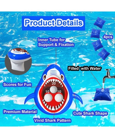 Inflatable Pool Floats Toys Games Shark Swimming Pool Toys for Kids Floating Cornhole Pool Ring Toss Game Fun Summer Water Fl...