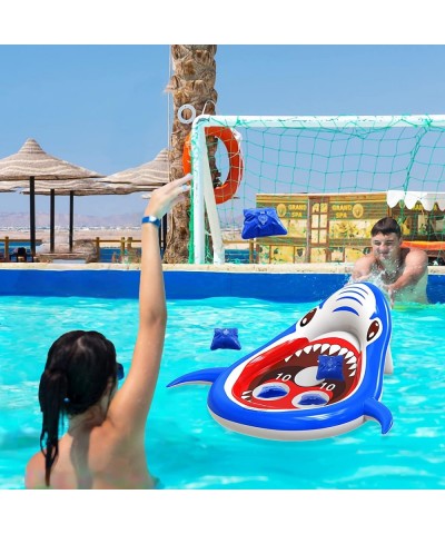 Inflatable Pool Floats Toys Games Shark Swimming Pool Toys for Kids Floating Cornhole Pool Ring Toss Game Fun Summer Water Fl...